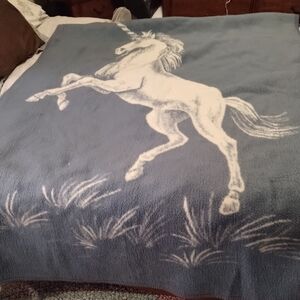 Majestic Unicorn Blanket in Blue and White